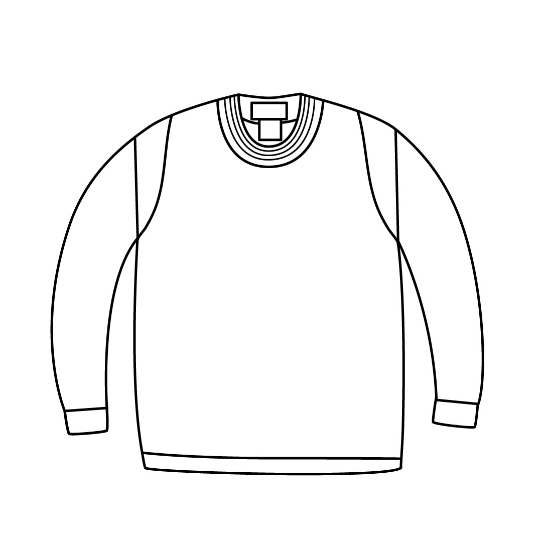 高木瀬小クルーネックシャツ長袖(白×青×赤)